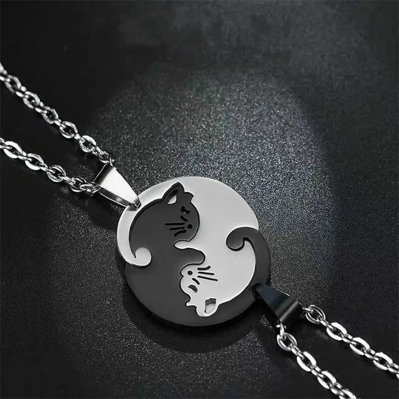love cat love couple necklace pair of stitching male and female pendant