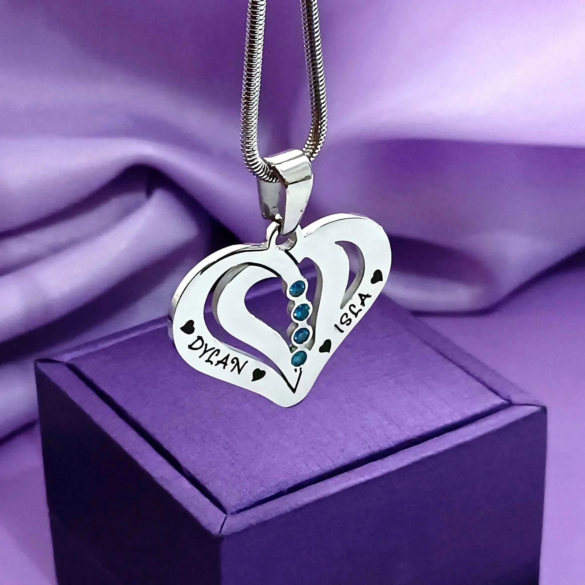 Love Hearts Birthstones Necklace
