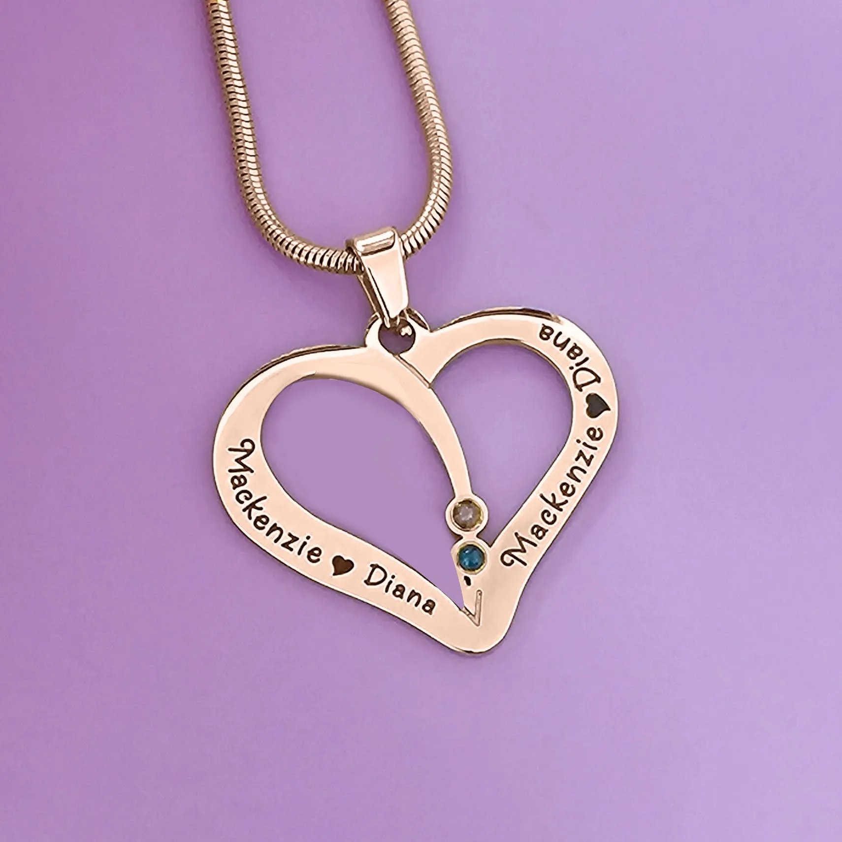 Love Hearts Birthstones Necklace