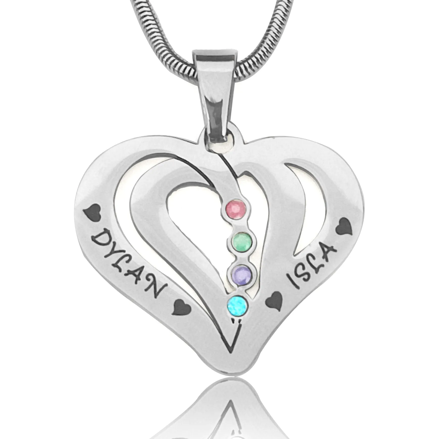 Love Hearts Birthstones Necklace