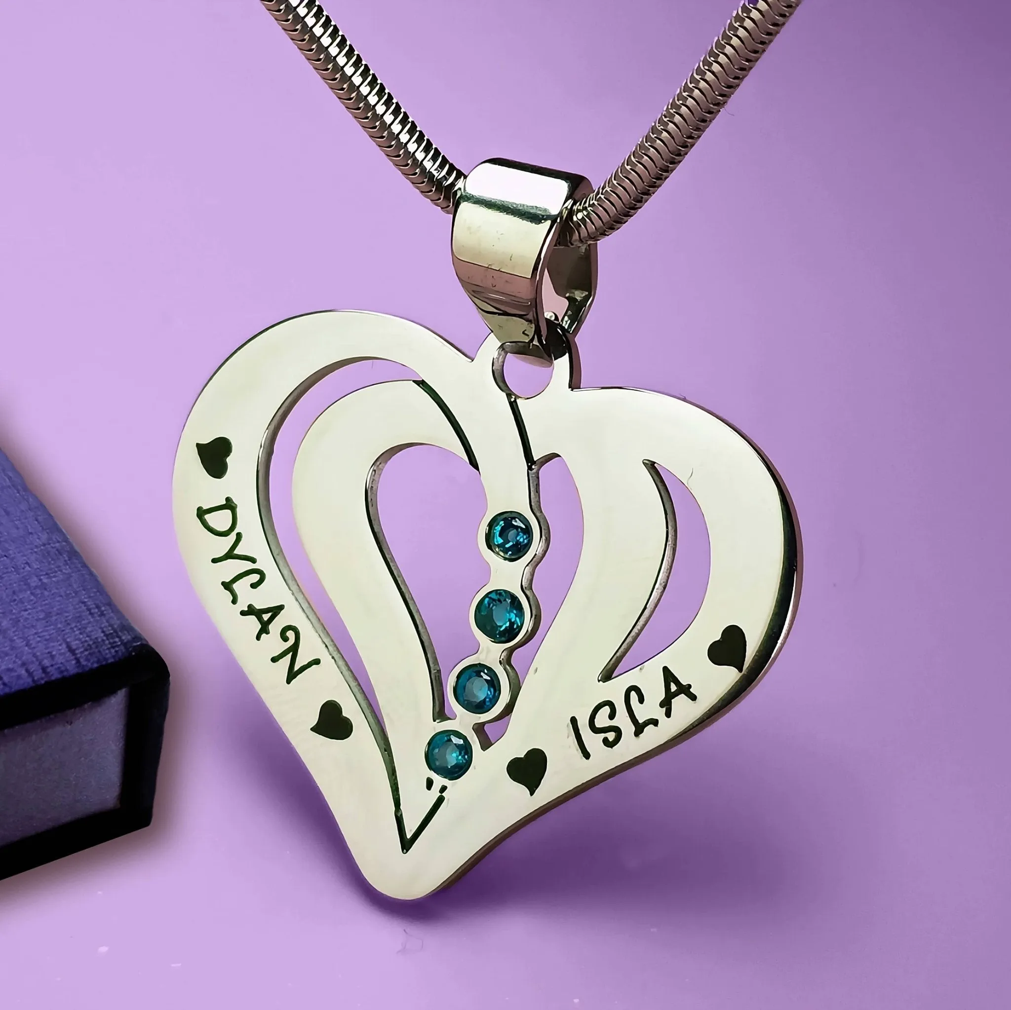 Love Hearts Birthstones Necklace