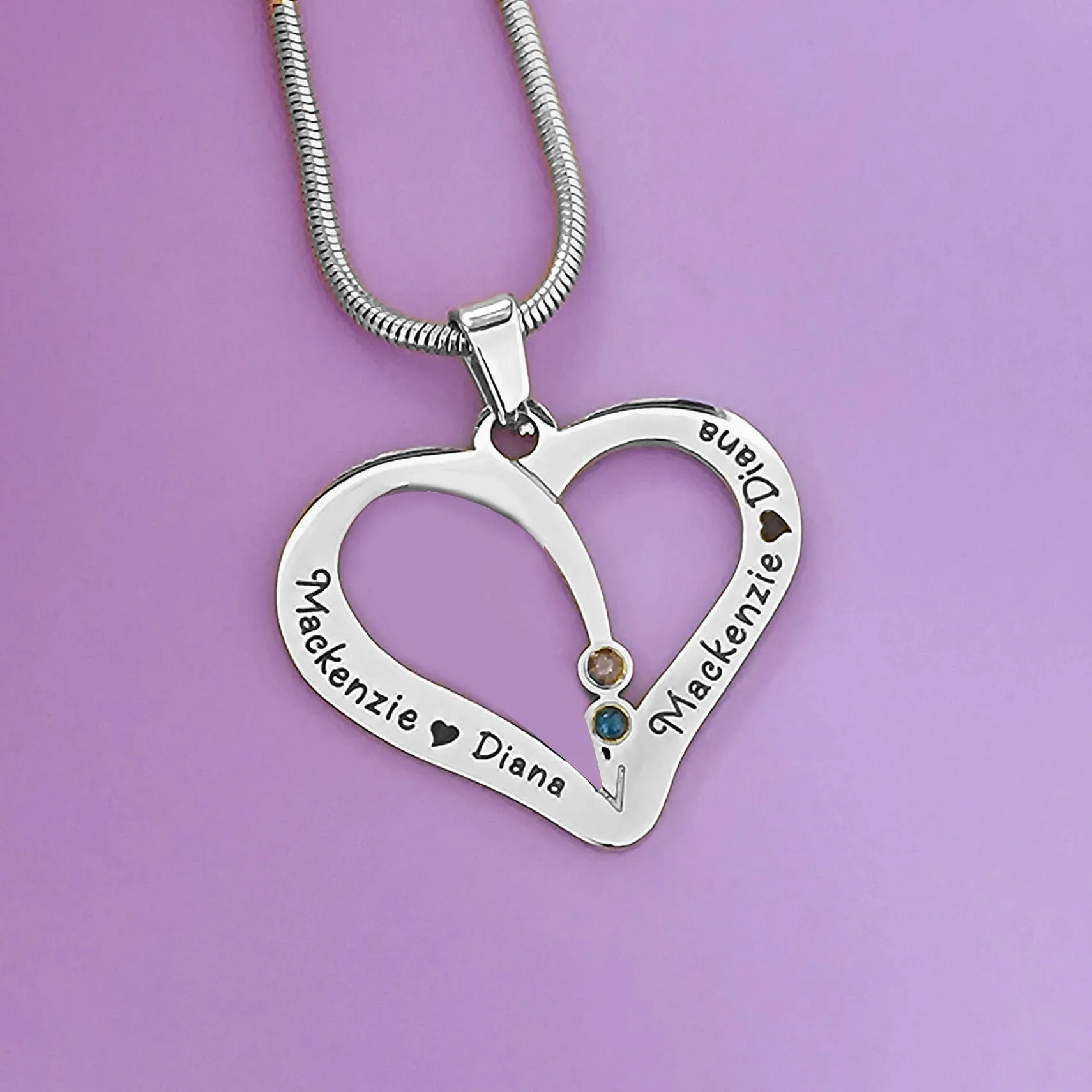 Love Hearts Birthstones Necklace