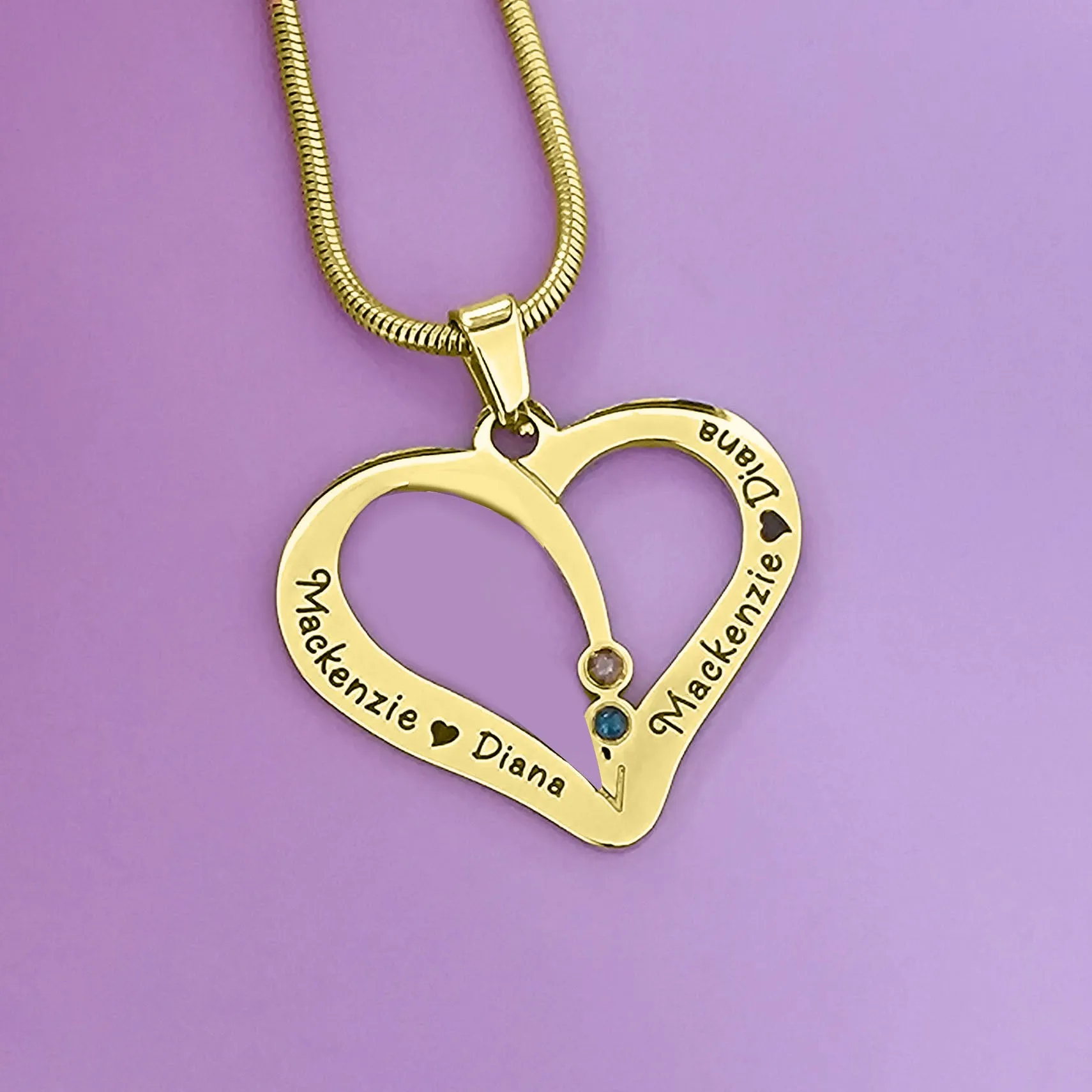 Love Hearts Birthstones Necklace