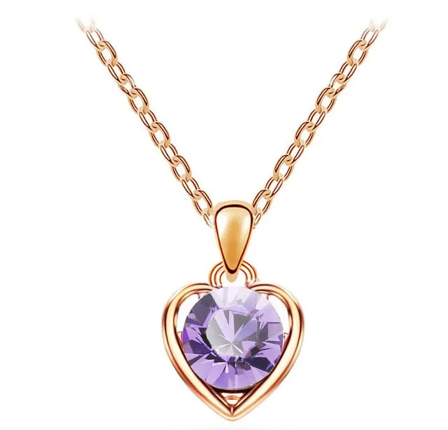 Lovely  Crystal Heart Pendant Necklace fashion Jewelry for women