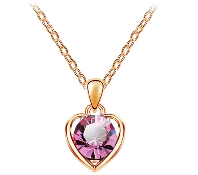 Lovely  Crystal Heart Pendant Necklace fashion Jewelry for women