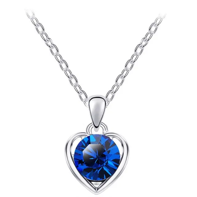 Lovely  Crystal Heart Pendant Necklace fashion Jewelry for women
