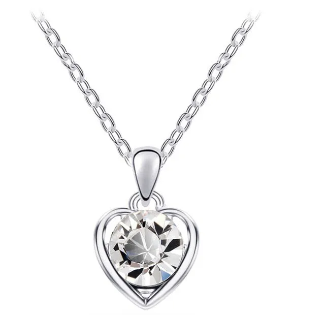 Lovely  Crystal Heart Pendant Necklace fashion Jewelry for women