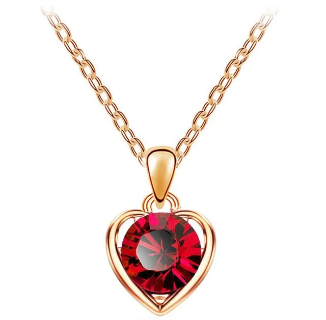 Lovely  Crystal Heart Pendant Necklace fashion Jewelry for women