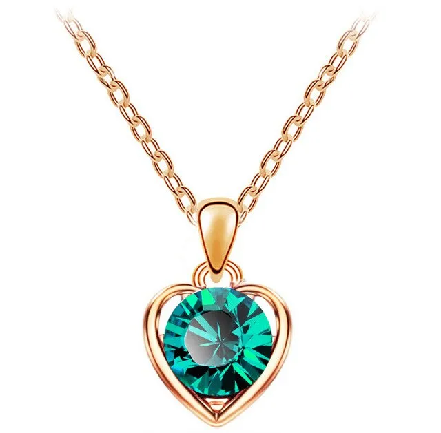 Lovely  Crystal Heart Pendant Necklace fashion Jewelry for women