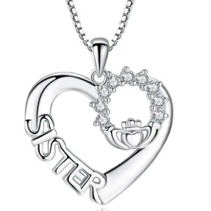 loving friendship necklace SISTER zircon pendant necklace