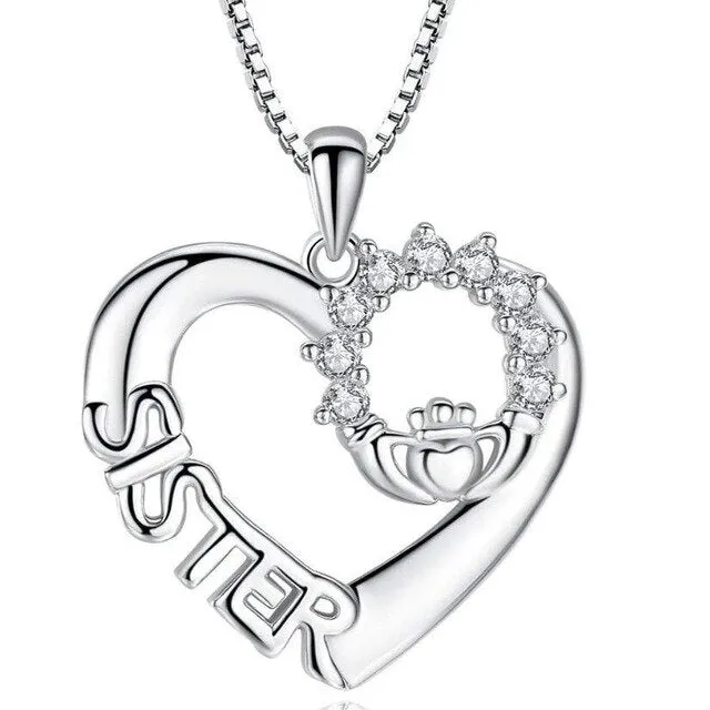 loving friendship necklace SISTER zircon pendant necklace