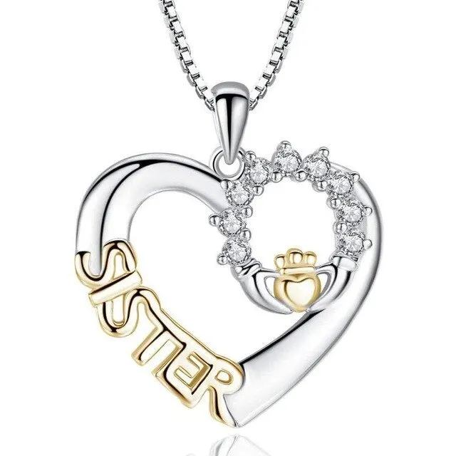 loving friendship necklace SISTER zircon pendant necklace