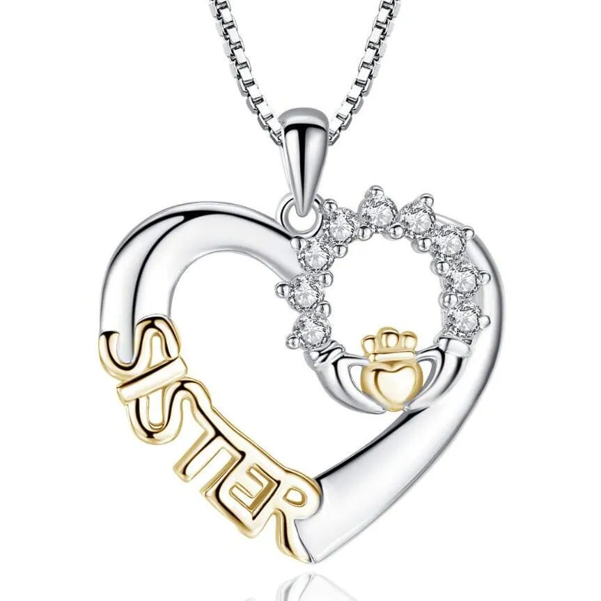 loving friendship necklace SISTER zircon pendant necklace