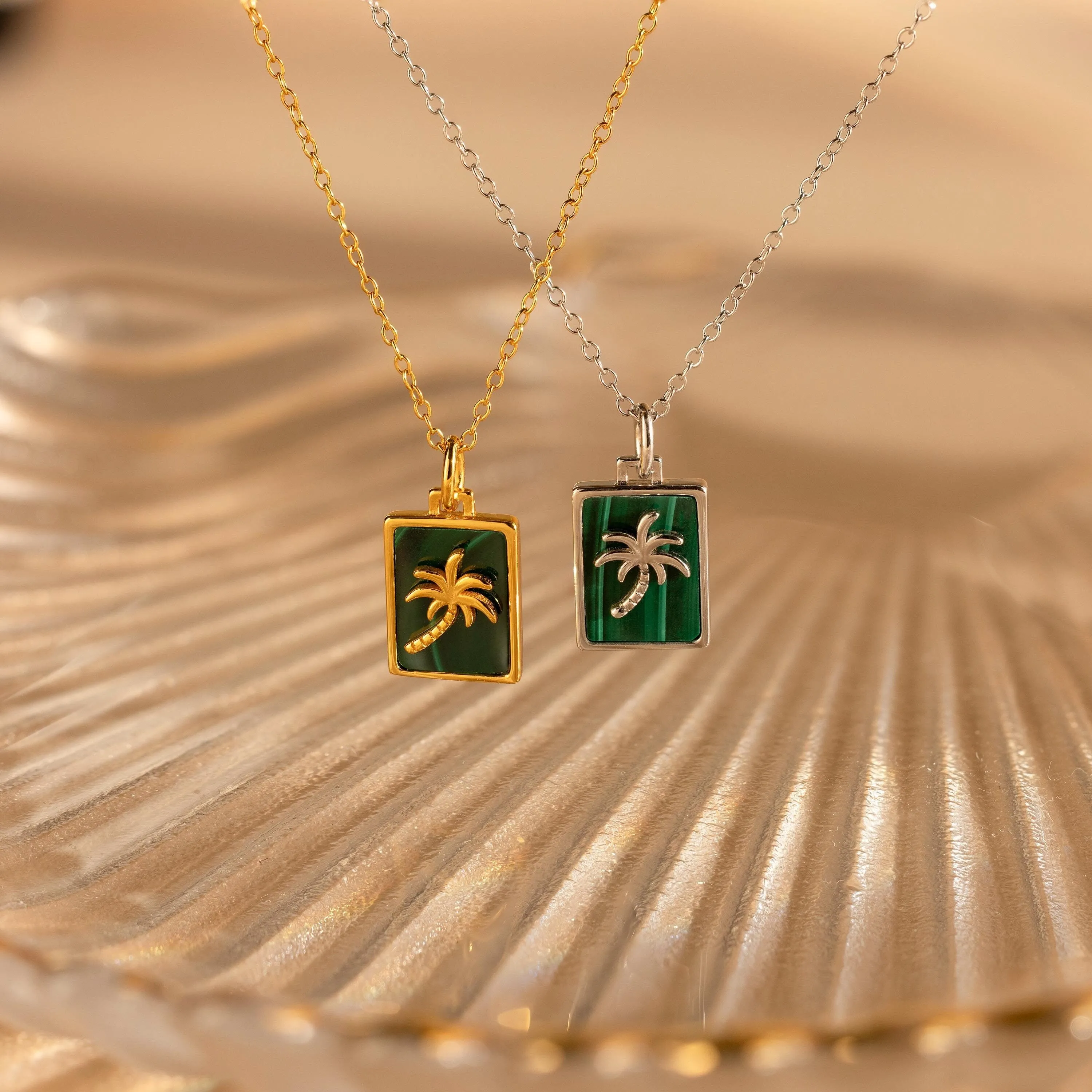 Malachite Palm Tree Necklace