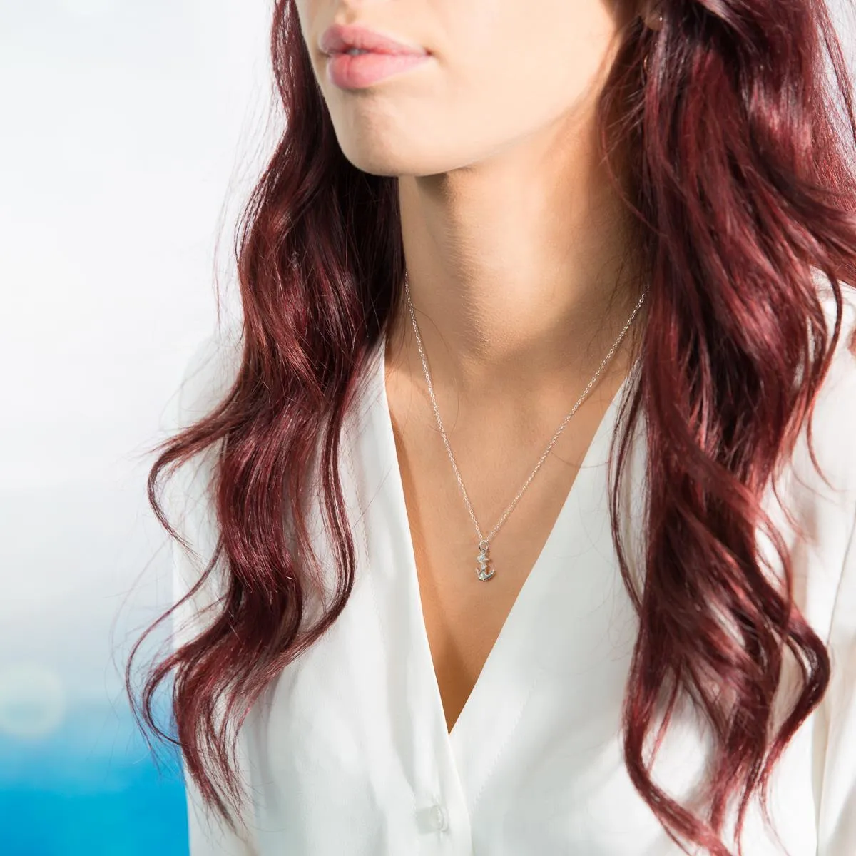 Mantra Anchor Necklace | Sterling Silver