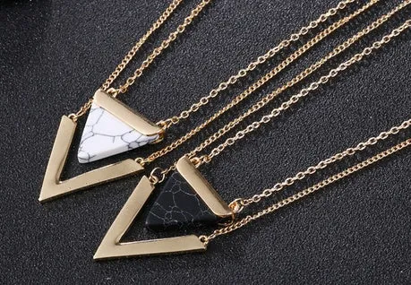 Marble Stone Triangle Necklaces