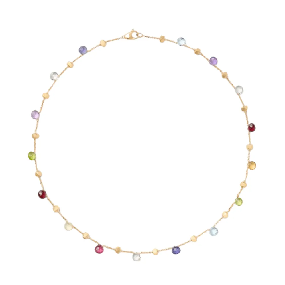 Marco Bicego 18K Yellow Gold Paradise Mixed Gem Station Necklace