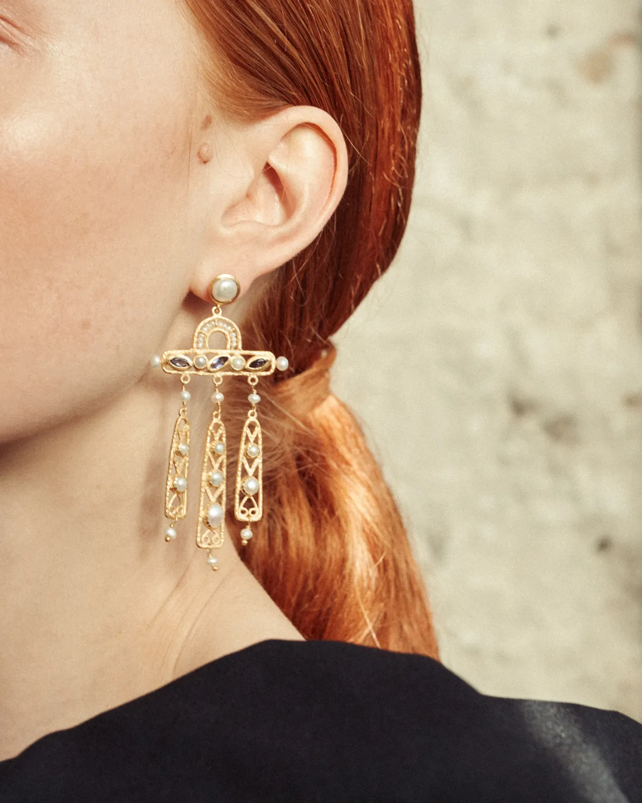 Margeaux dreamcatcher earrings with amethyst and pearl