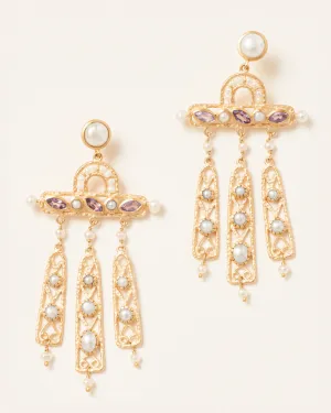 Margeaux dreamcatcher earrings with amethyst and pearl
