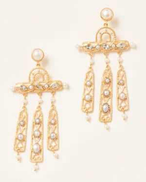 Margeaux dreamcatcher earrings with blue topaz and pearl