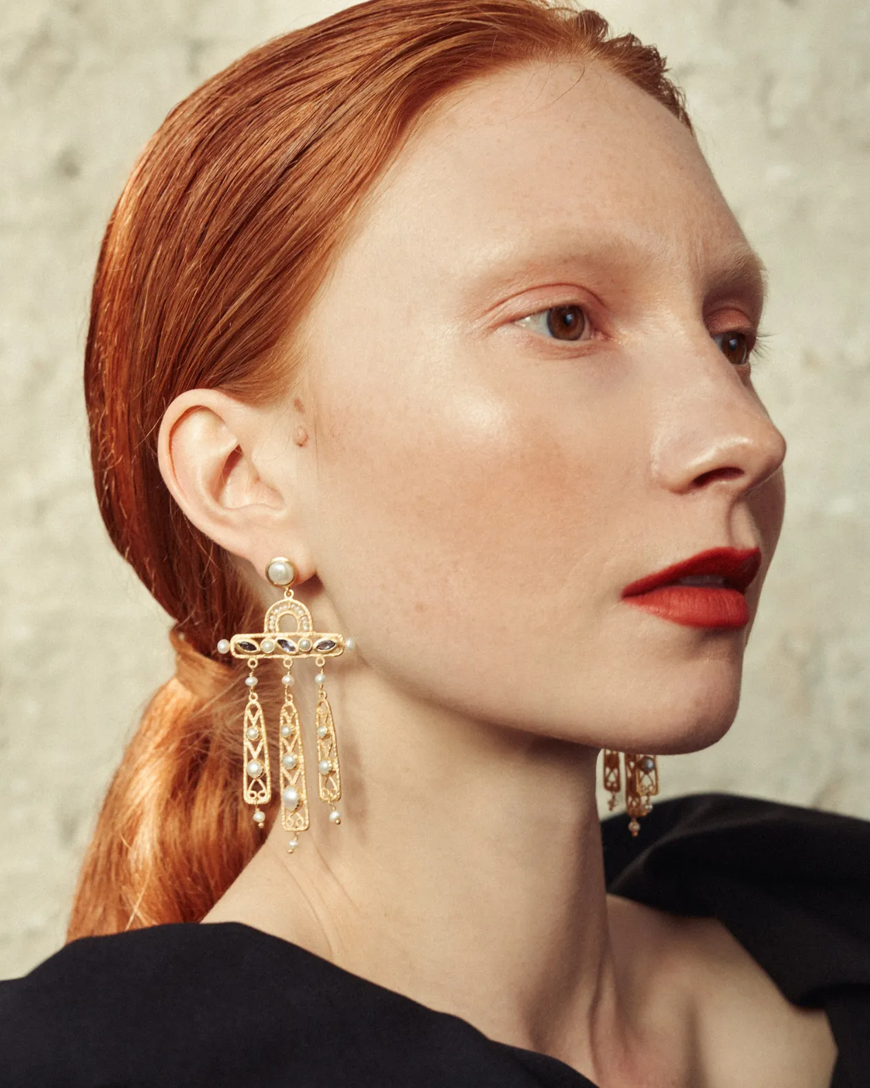 Margeaux dreamcatcher earrings with blue topaz and pearl