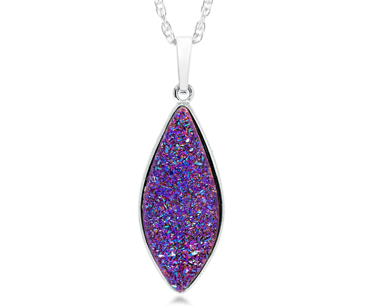 Marquise Purple Rainbow Druzy Necklace