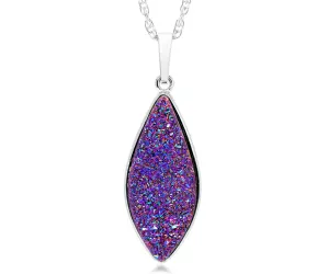 Marquise Purple Rainbow Druzy Necklace