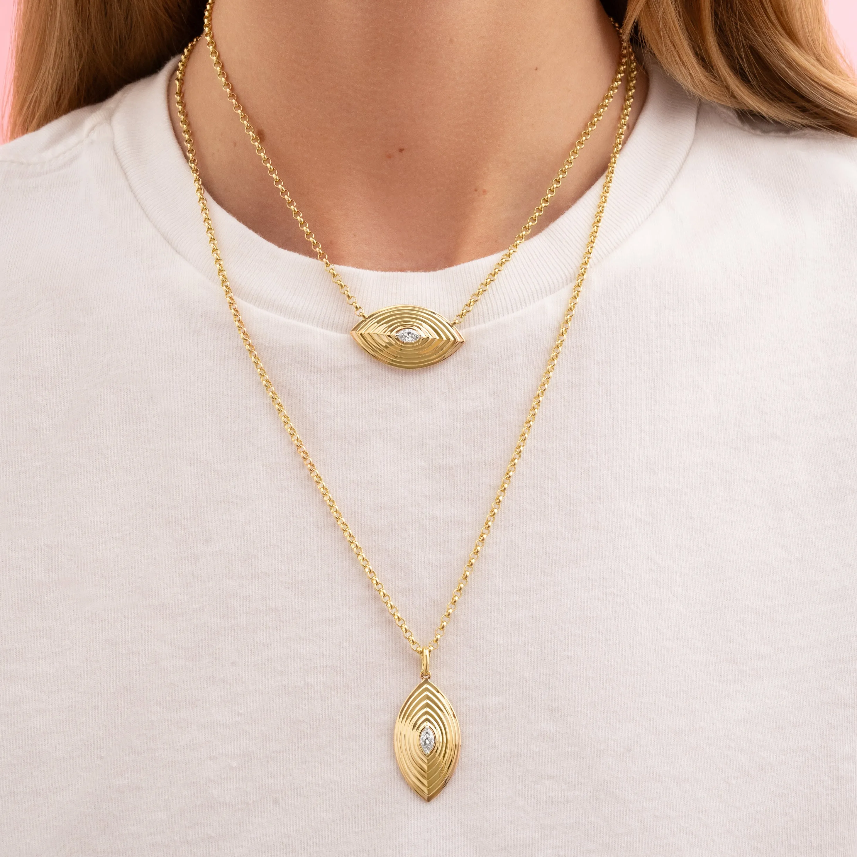 Marquise Shape Diamond Layered E-W Necklace
