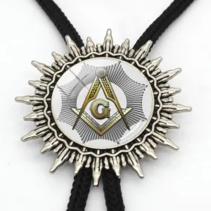 Master Mason Blue Lodge Bolo Tie - White & Gold