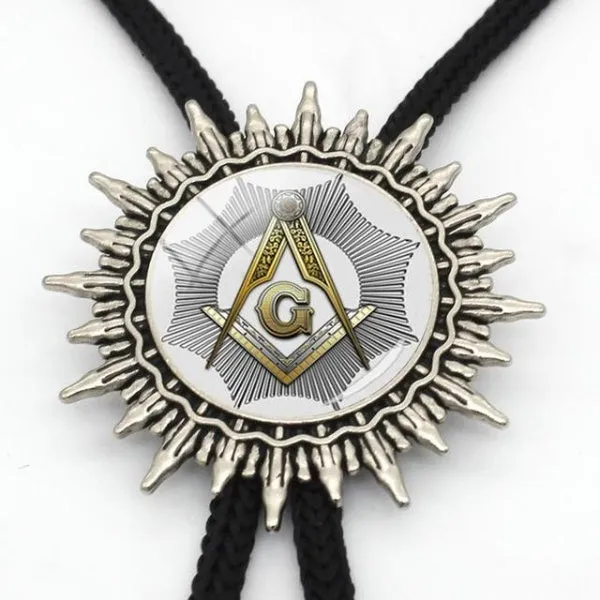 Master Mason Blue Lodge Bolo Tie - White & Gold