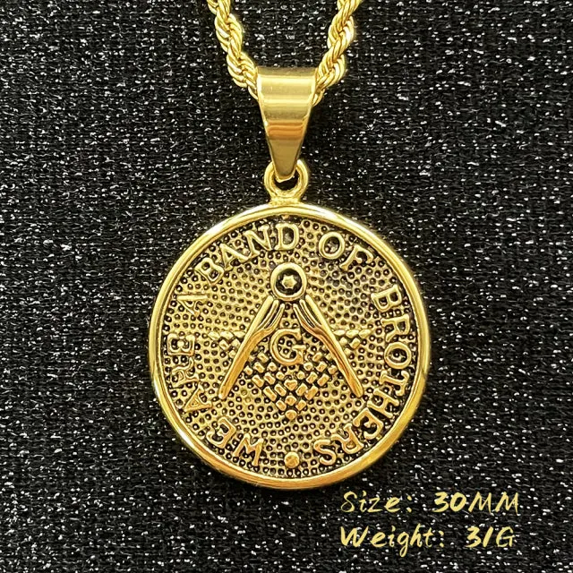Master Mason Blue Lodge Necklace - Gold Square and Compass G