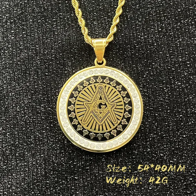 Master Mason Blue Lodge Necklace - Square and Compass G (Gold/Silver)