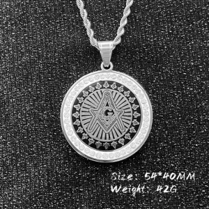 Master Mason Blue Lodge Necklace - Square and Compass G (Gold/Silver)