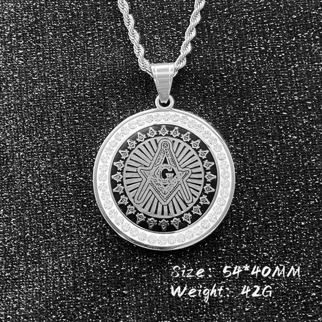 Master Mason Blue Lodge Necklace - Square and Compass G (Gold/Silver)