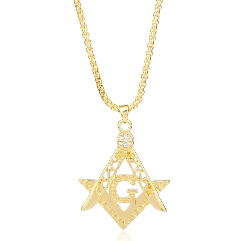 Master Mason Blue Lodge Pendant - Square and Compass G Necklace (Gold & Silver)