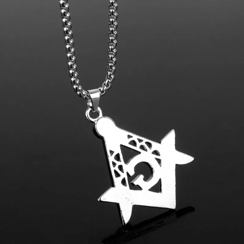 Master Mason Blue Lodge Pendant - Square and Compass G Necklace (Gold & Silver)
