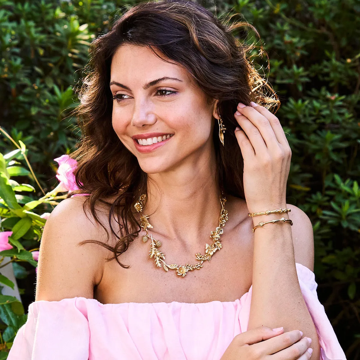 Meadow Wildflower Necklace, 16" - Gold