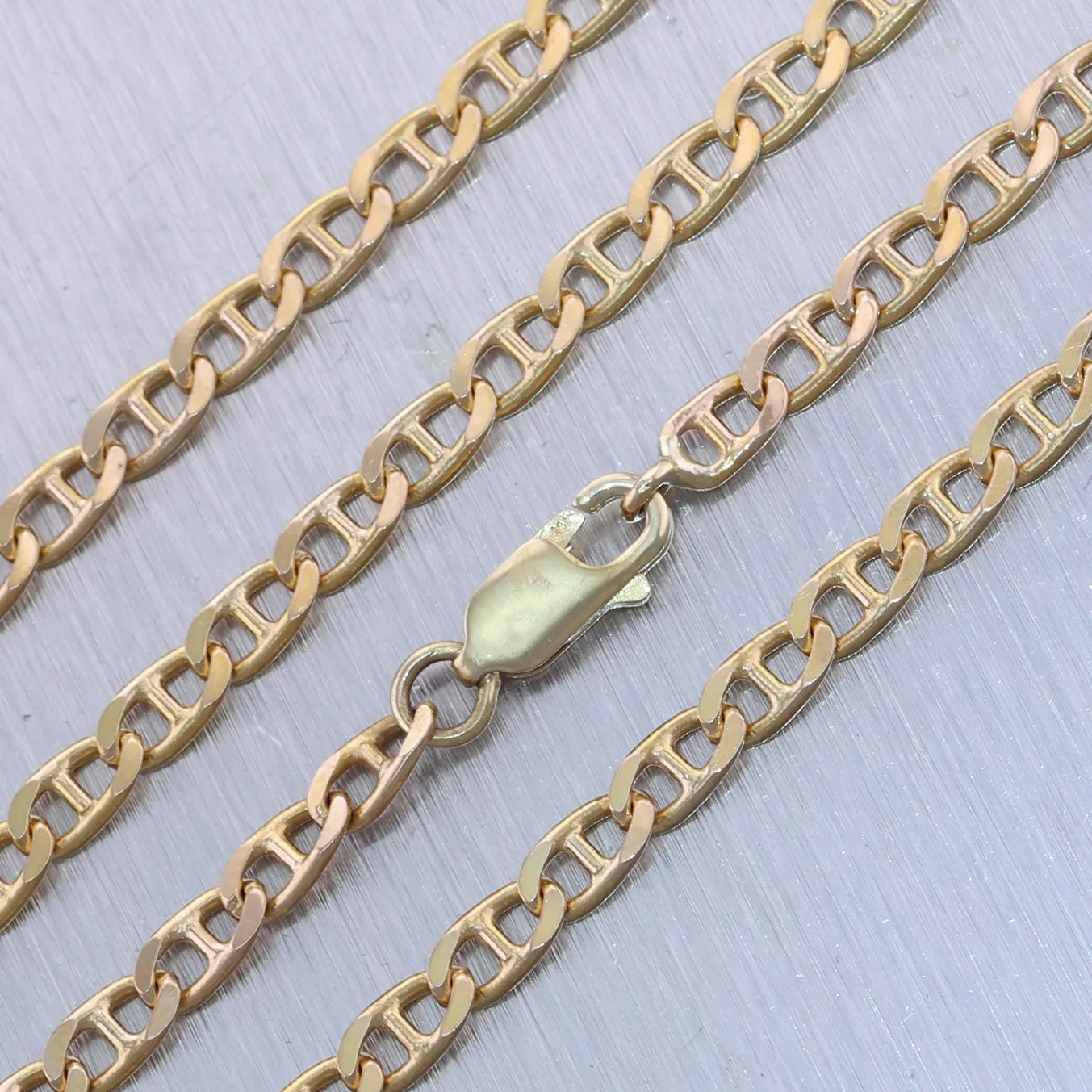 Men's 17.5g 14k Yellow Gold Anchor Mariner Chain 24" Necklace