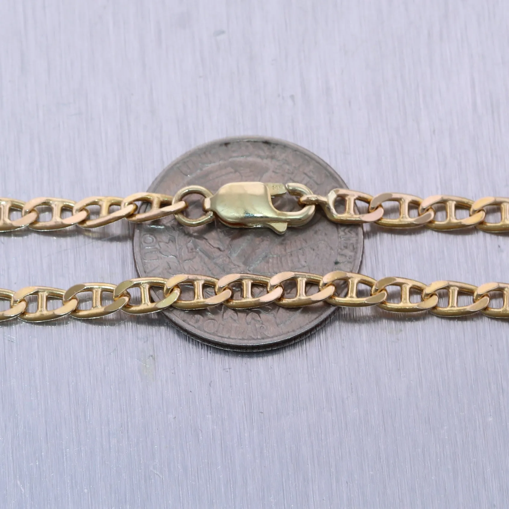 Men's 17.5g 14k Yellow Gold Anchor Mariner Chain 24" Necklace