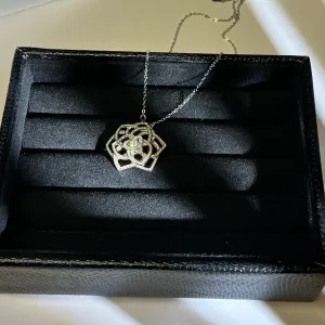 Micro Zircon Inlaid Camellia Flower Silver Necklace