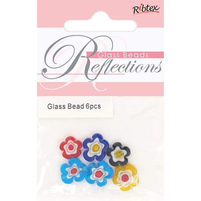 MILLEFIORI FLOWER SHAPE MULTI 12MM 6PC