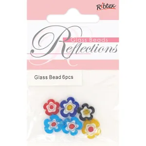 MILLEFIORI FLOWER SHAPE MULTI 12MM 6PC