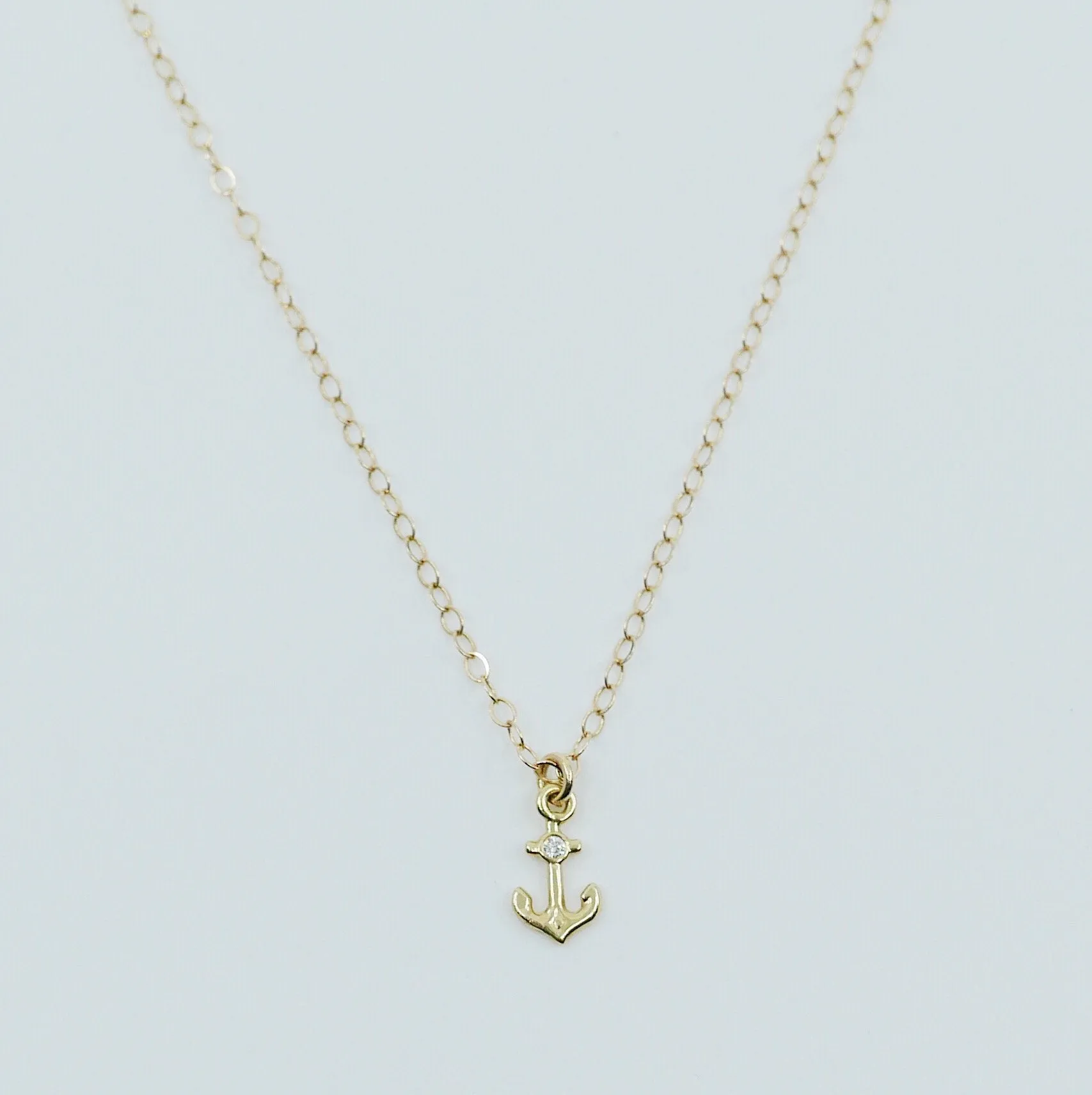 Mini Diamond Anchor Necklace