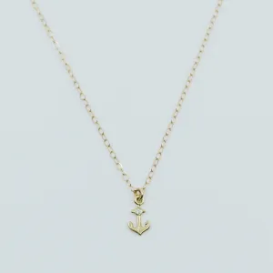 Mini Diamond Anchor Necklace