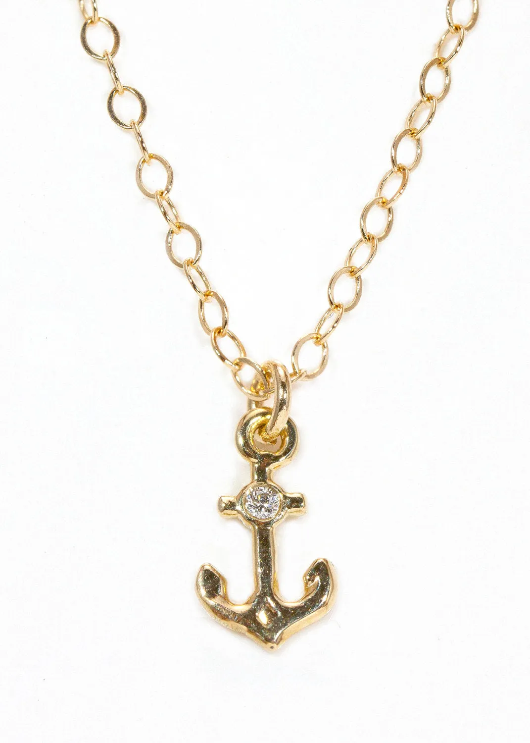 Mini Diamond Anchor Necklace