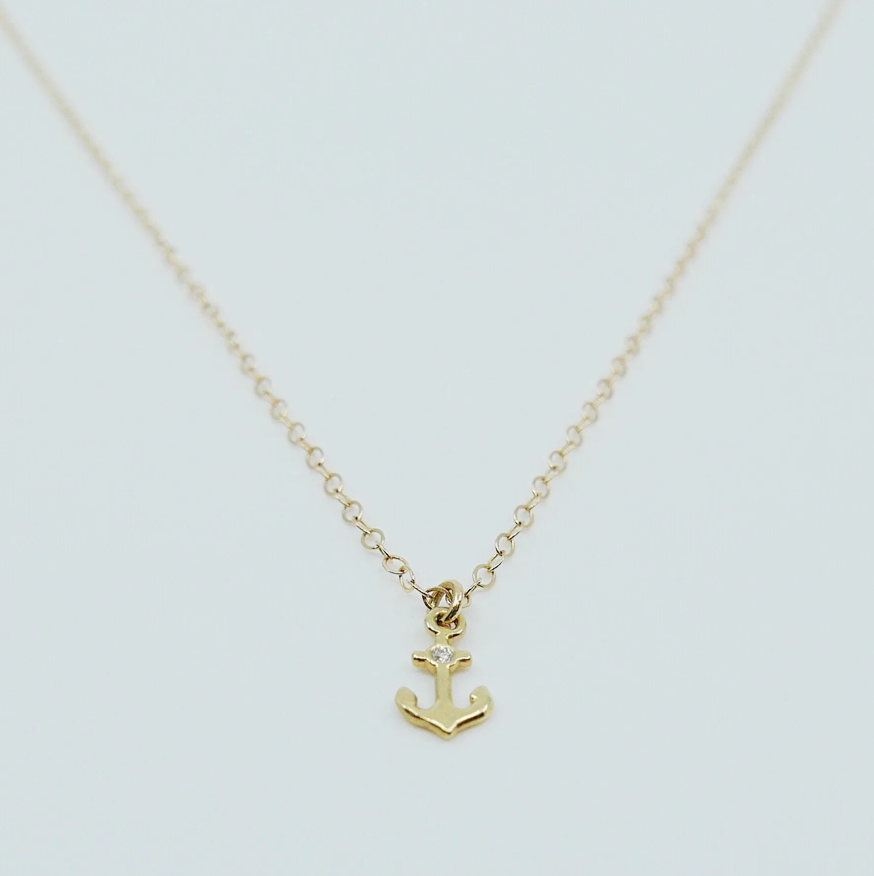 Mini Diamond Anchor Necklace