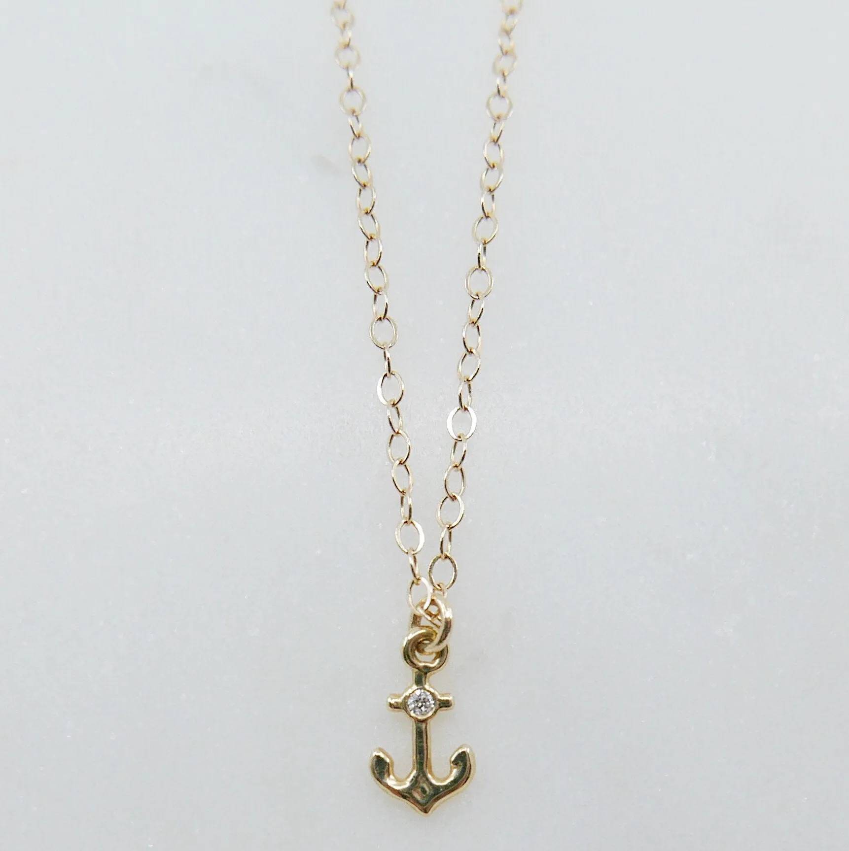 Mini Diamond Anchor Necklace