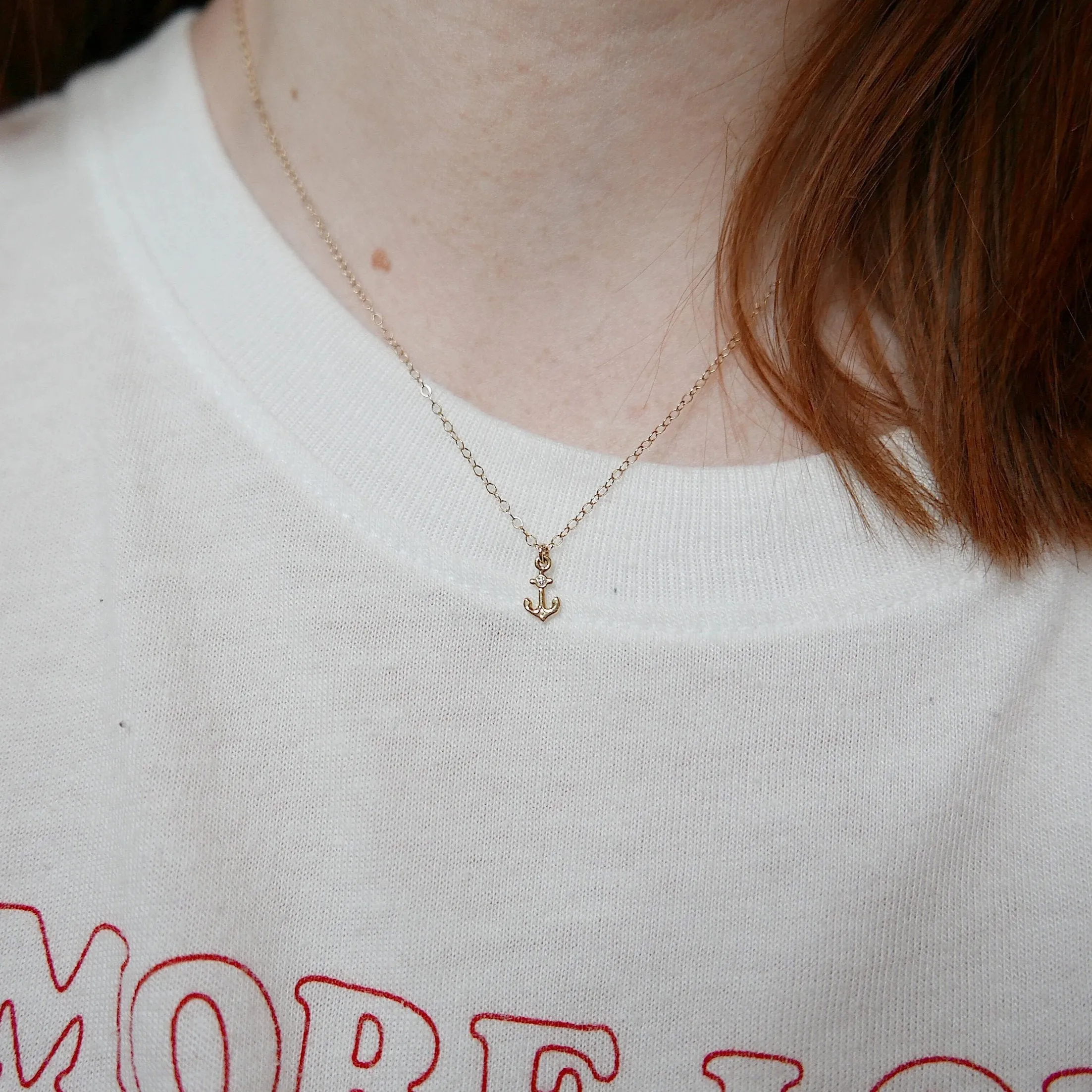 Mini Diamond Anchor Necklace