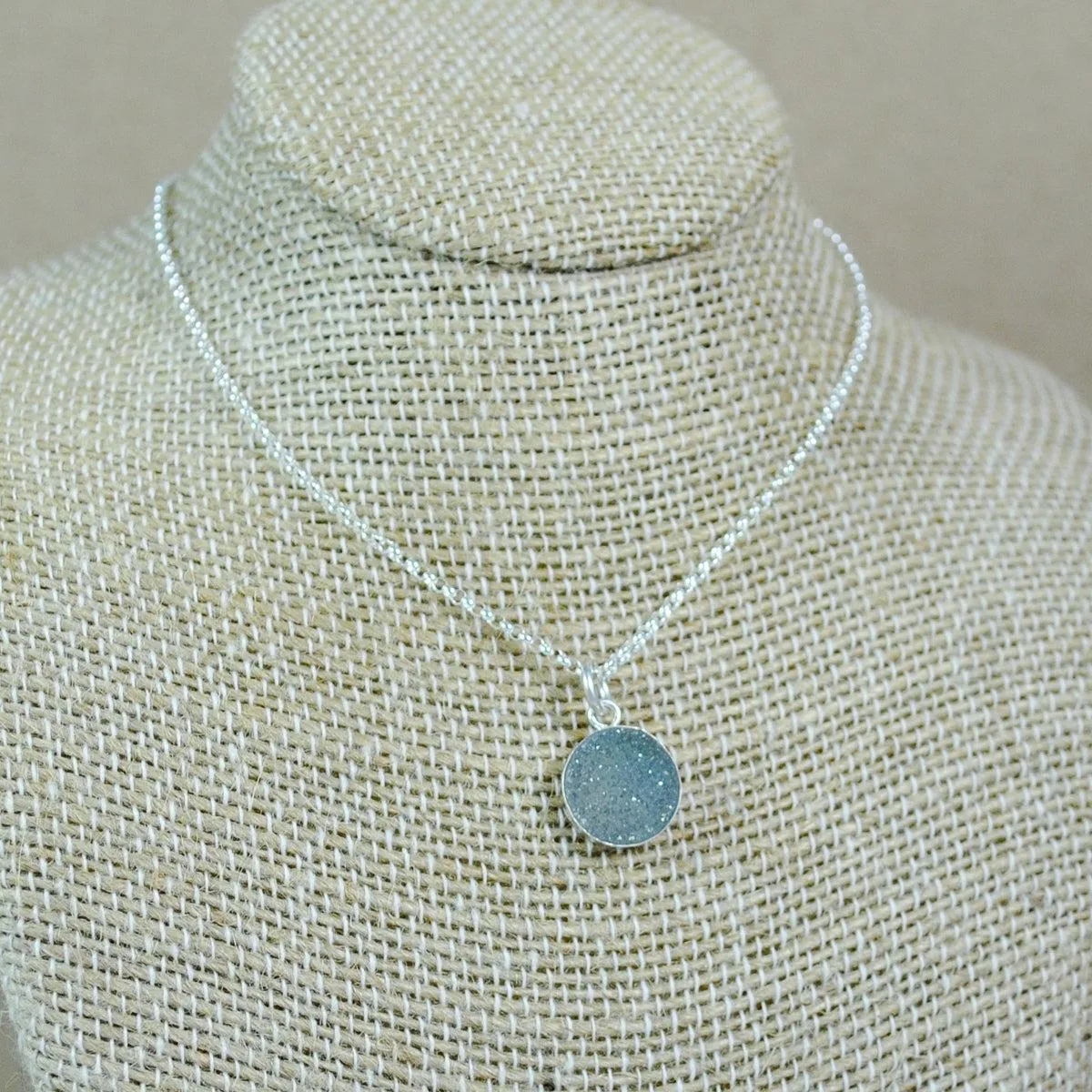Mini Druzy Pendant - Sterling Silver