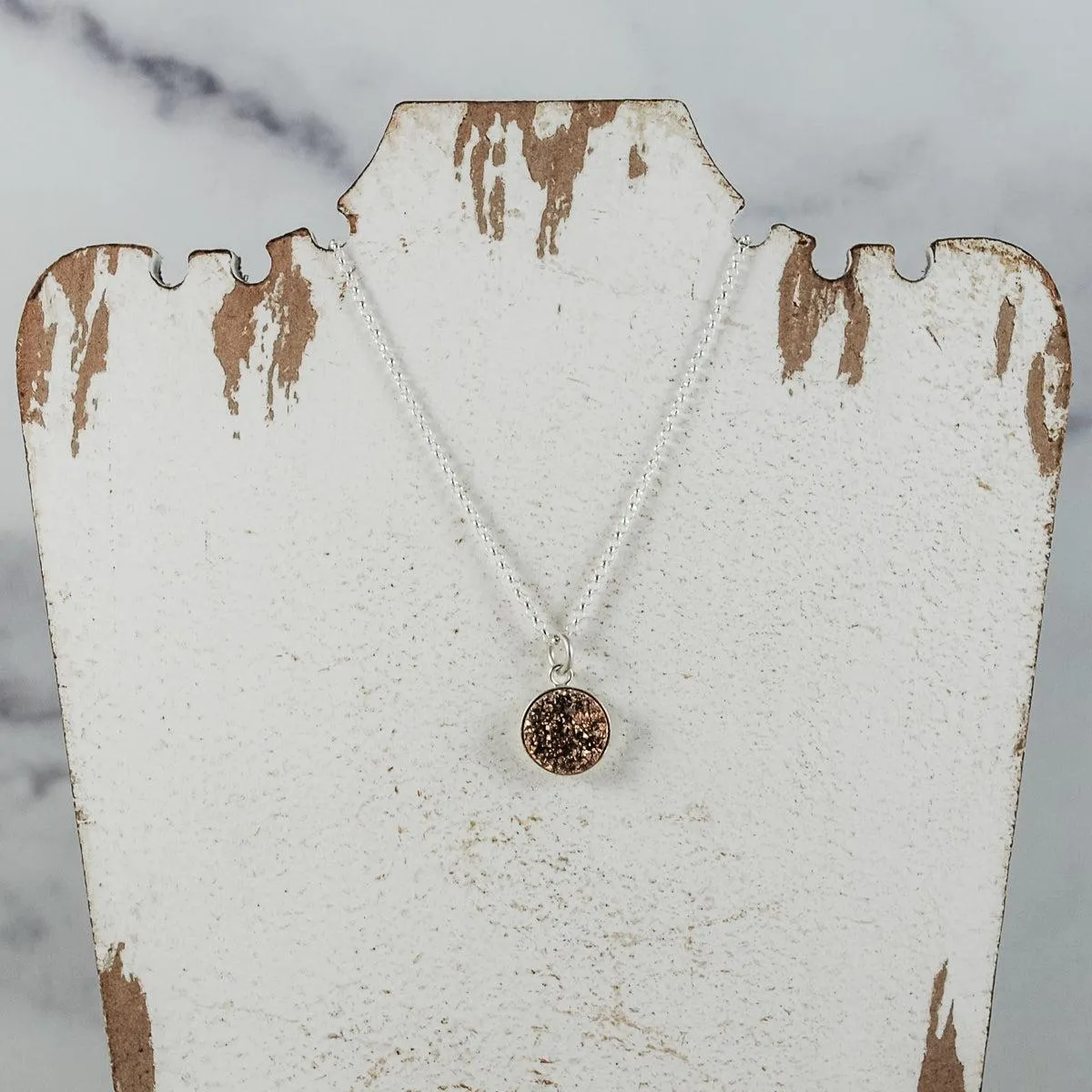 Mini Druzy Pendant - Sterling Silver